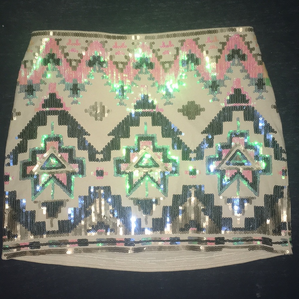 Tribal print sequin skirt